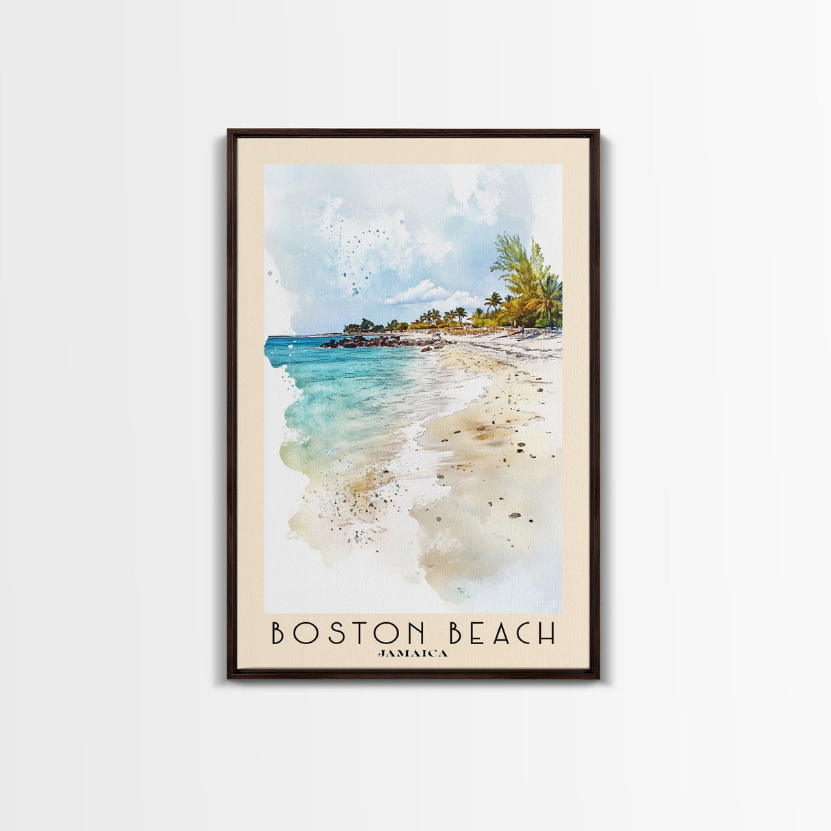 Boston Beach, Jamaica Watercolor Beach Print, Vacation Gift, Jamaica Wall Art, Beach Painting, Beach Decor, Beach Painting