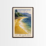 Cast Away Island Beach, Fiji Watercolor Print, Vacation Gift, Fiji Wall Art, Beach Painting, Beach Decor, Large Wall Art, Wood Frame Art