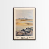 Chatham Island, New Zealand Watercolor Print, Vacation Gift, New Zealand Wall Art, Beach Painting, Beach Decor, Large Wall Art, Wood Frame Art