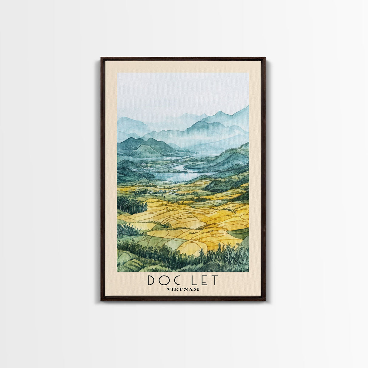 Doc Let, Vietnam Watercolor Print, Vacation Gift, Vietnam Wall Art, Beach Painting, Beach Decor, Large Wall Art, Wood Frame Art
