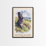 Easter Island, Chile Watercolor Beach Print, Vacation Gift, Chile Wall Art, Beach Painting, Beach Decor, Beach Painting