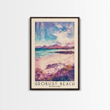Grobust beach, Scotland Watercolor Print, Vacation Gift, Scotland Wall Art, Beach Painting, Beach Decor, Large Wall Art, Wood Frame Art