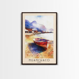 Huanchaco, Peru Watercolor Beach Print, Vacation Gift, Peru Wall Art, Framed Canvas Print, Framed Beach Painting