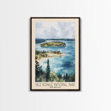 Isle Royale National Park, Michigan Watercolor Print, Vacation Gift, Michigan Wall Art, Beach Painting, Beach Decor, Large Wall Art, Wood Frame Art
