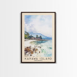 Kanawa Island, Indonesia Watercolor Print, Vacation Gift, Indonesia Wall Art, Beach Painting, Beach Decor, Large Wall Art, Wood Frame Art
