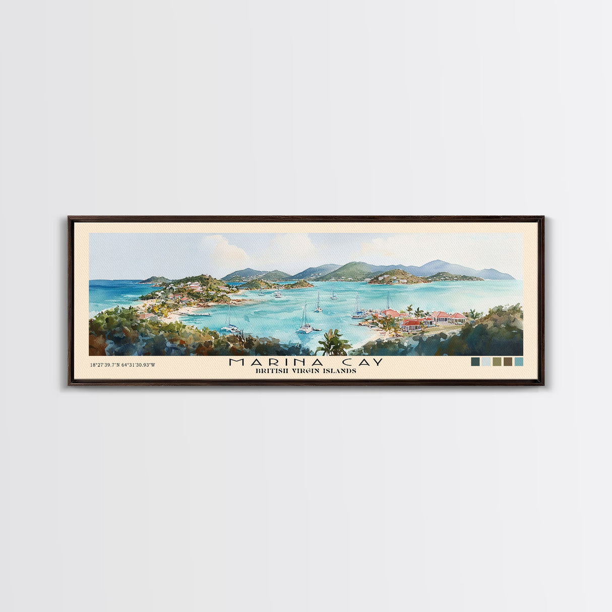 Marina Cay, British Virgin Islands, United Kingdom Watercolor Print, Vacation Gift, United Kingdom Wall Art, Beach Painting, Beach Decor, Beach Or Lakehouse Art