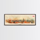 Karlsruhe Germany Panoramic Travel Poster, Framed Canvas Print or Metal Wall Art, Travel Art, Home Decor, Panoramic Painting, Midcentury Art