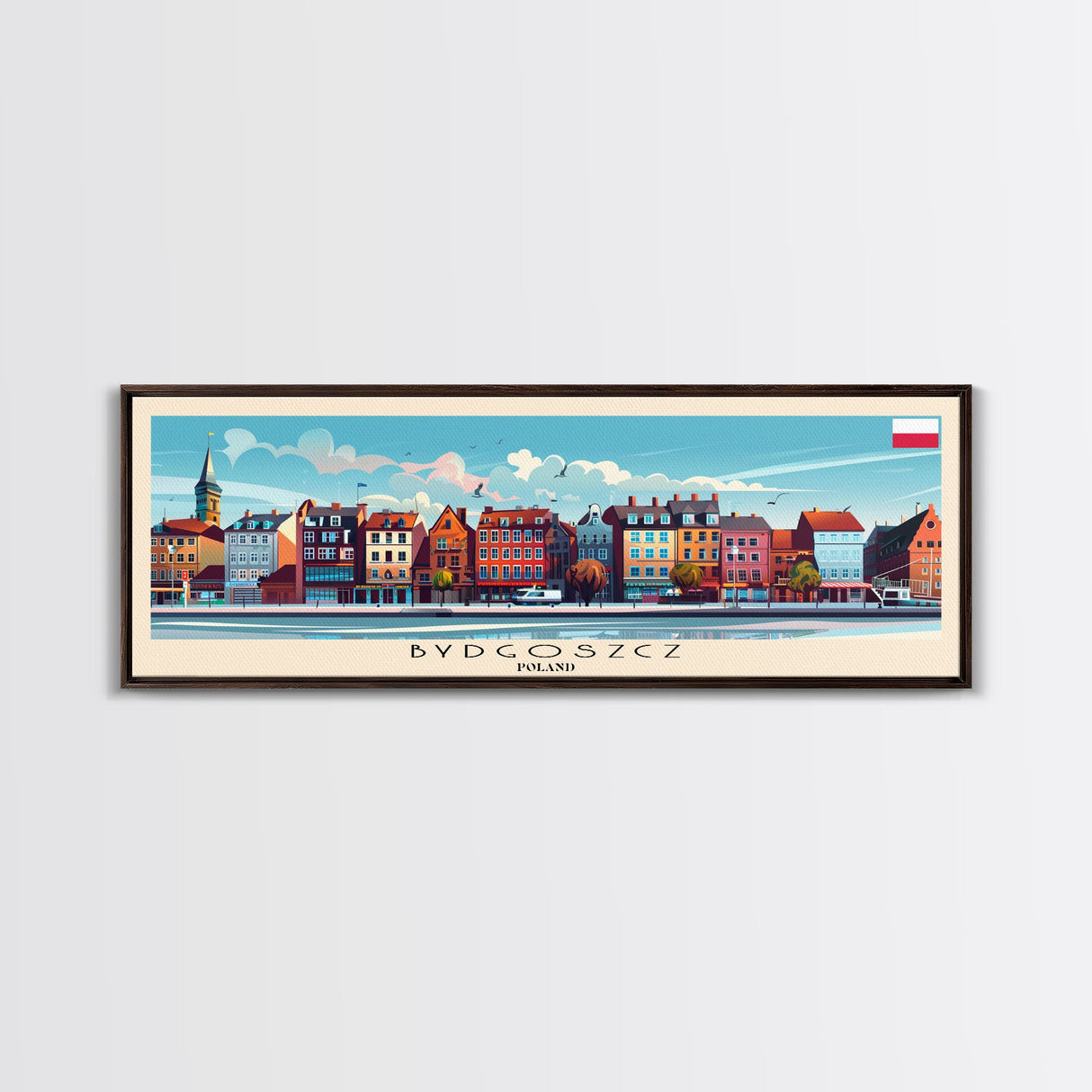Bydgoszcz Poland Travel Art, City Art, Framed Canvas Print or Metal Wall Art, Europe Travel Poster, Panoramic Wall Art, Extra Wide Wall Art
