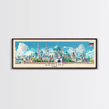 Grozny Russia Panoramic Travel Poster, Framed Canvas Print or Metal Wall Art, Travel Art, Home Decor, Panoramic Painting, Midcentury Art