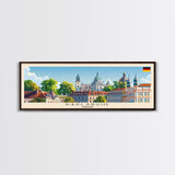 Karlsruhe Germany Panoramic Travel Poster, Framed Canvas Print or Metal Wall Art, Travel Art, Home Decor, Panoramic Painting, Midcentury Art
