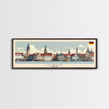Leipzig Germany Panoramic Travel Poster, Framed Canvas Print or Metal Wall Art, Travel Art, Home Decor, Panoramic Painting, Midcentury Art