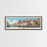 Mechelen Belgium Panoramic Travel Poster, Framed Canvas Print or Metal Wall Art, Travel Art, Home Decor, Panoramic Painting, Midcentury Art