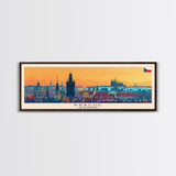 Prague Czech Republic Travel Art, City Art, Framed Canvas Print or Metal Wall Art, Europe Travel Poster, Panoramic Wall Art, Extra Wide Wall Art