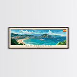 San Sebastian Spain Panoramic Travel Poster, Framed Canvas Print or Metal Wall Art, Travel Art, Home Decor, Panoramic Painting, Midcentury Art