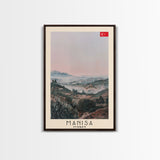 Manisa Turkey Travel Poster Framed Canvas Print, Scenic Landscape, Watercolor Art, Wall Decoration, Home Design, Travel Print, Unique Art