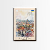 Vinnytsia Ukraine Travel Poster Framed Canvas Print, Watercolor Painting, Scenic Wall Art, Home Decor, Ukrainian Landscape, Classic Art