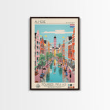 Almere Netherlands Travel Poster Framed Canvas Print, Midcentury Modern Art, Pop Art Decor, Wall Art, Vacation Gift, Living Room Decoration, Scenic Print