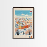 Chelyabinsk Russia Travel Poster Framed Canvas Print, Midcentury Modern Art, Pop Art Wall Decor, Home Decor, Vacation Gift, Living Room Art