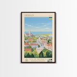 Cherkasy Ukraine Travel Poster Framed Canvas Print, Midcentury Modern Art, Pop Art Wall Decor, Home Decor, Vacation Gift, Living Room Art