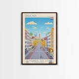 Eindhoven Netherlands Travel Poster Framed Canvas Print, Midcentury Modern Art, Pop Art Wall Decor, Scenic Living Room Art, Bedroom Gift