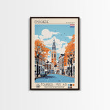 Enschede Netherlands Travel Poster Framed Canvas Print, Midcentury Modern Art, Pop Art Wall Decor, Scenic Wall Art, Bedroom Decoration