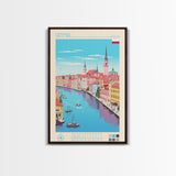 Gdynia Poland Travel Poster Framed Canvas Print, Midcentury Modern Art, Pop Art Wall Decor, Home Decor, Vacation Gift, Office Art