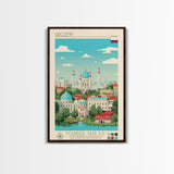 Grozny Russia Travel Poster Framed Canvas Print, Midcentury Modern Art, Pop Art Wall Decor, Scenic Wall Art, Living Room Decoration, Office Art