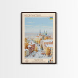 Kropyvnytskyi Ukraine Travel Poster Framed Canvas Print, Midcentury Modern Art, Pop Art Wall Decor, Home Decor, Vacation Gift, Office Art