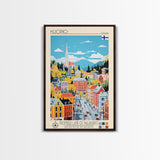 Kuopio Finland Travel Poster Framed Canvas Print, Midcentury Modern Art, Pop Art Wall Decor, Home Decor, Vacation Gift, Bedroom Art