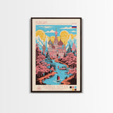 Kurgan Russia Travel Poster Framed Canvas Print, Midcentury Modern Art, Pop Art Wall Decor, Scenic Wall Art, Living Room Decoration, Office Gift