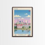 Kursk Russia Travel Poster Framed Canvas Print, Midcentury Modern Art, Pop Art Wall Decor, Scenic Bedroom Art, Office Decoration