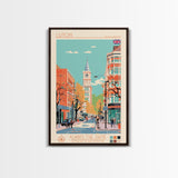 Luton United Kingdom Travel Poster Framed Canvas Print, Wall Decor, Midcentury Modern Art, Pop Art, Scenic Art for Living Room and Office