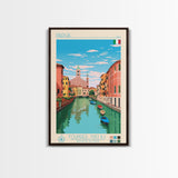 Padua Italy Travel Poster Framed Canvas Print, Midcentury Modern Art, Pop Art Wall Decor, Scenic Bedroom Art, Office Decoration