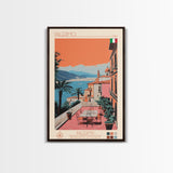 Palermo Italy Travel Poster Framed Canvas Print, Midcentury Modern Art, Pop Art Wall Decor, Scenic Living Room Art, Bedroom Decor