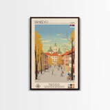 Pančevo Serbia Travel Poster Framed Canvas Print, Midcentury Modern Art, Pop Art Wall Decor, Scenic Wall Art, Living Room Decoration, Office Art