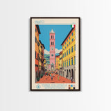Prato Italy Travel Poster Framed Canvas Print, Midcentury Modern Art, Pop Art Wall Decor, Home Decor, Vacation Gift, Office Art