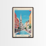 Pula Croatia Travel Poster Framed Canvas Print, Midcentury Modern Art, Pop Art Wall Decor, Scenic Wall Art, Living Room Decoration, Office Gift