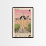 Rennes France Travel Poster Framed Canvas Print, Midcentury Modern Art, Pop Art Wall Decor, Scenic Wall Art, Living Room Decoration, Office Gift