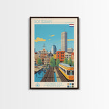 Rotterdam Netherlands Travel Poster Framed Canvas Print, Midcentury Modern Art, Pop Art Wall Decor, Home Decor, Vacation Gift, Bedroom Art
