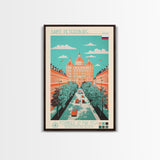 Saint Petersburg Russia Travel Poster Framed Canvas Print, Midcentury Modern Art, Pop Art Wall Decor, Home Decor, Office Decoration