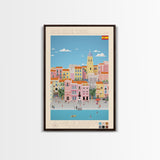 Santa Cruz de Tenerife Spain Travel Poster Framed Canvas Print, Midcentury Modern Art, Pop Art Wall Decor, Living Room Art, Bedroom Decoration