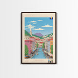 Sarajevo Bosnia and Herzegovina Travel Poster Framed Canvas Print, Midcentury Modern Art, Pop Art Wall Decor, Home Decor, Office Decoration