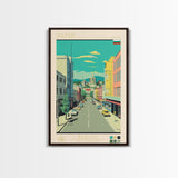 Shumen Bulgaria Travel Poster Framed Canvas Print, Midcentury Modern Art, Pop Art Wall Decor, Home Decor, Office Decoration, Scenic Art
