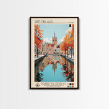 Sint-Niklaas Belgium Travel Poster Framed Canvas Print, Midcentury Modern Art, Pop Art Wall Decor, Scenic Wall Art, Bedroom Decoration