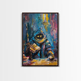 Halloween Creepy Wizard Reading Spells Framed Canvas Print, Spooky Wall Art, Home Decor, Occult Decor, Gift Idea, Dark Magic