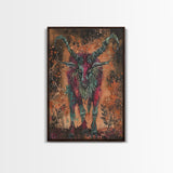 Mysterious Goat Demon Framed Canvas Print, Halloween Art, Unique Wall Art, Spooky Home Decor, Scary Art, Eerie Living Room Decor