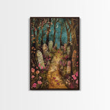 Haunted House in the Woods Framed Canvas Print, Spooky Wall Art, Halloween Haunted Mansion, Gothic Horror Decor, Framed Canvas Print