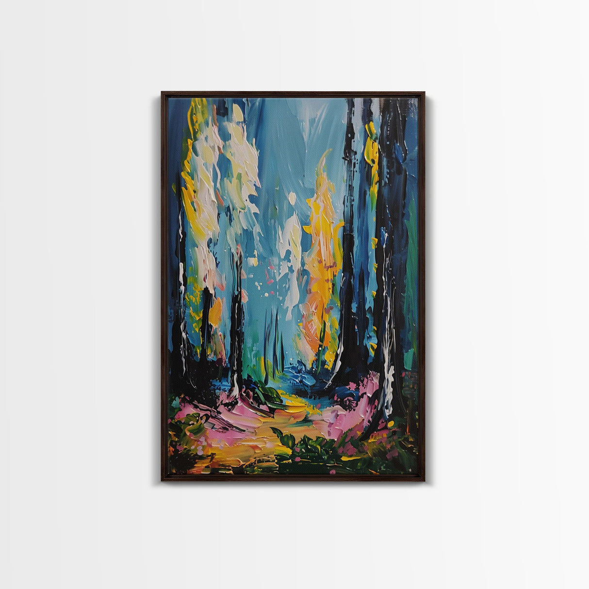 Ghostly Churchyard Framed Canvas Print, Halloween Haunted Church, Spooky Graveyard Art, Gothic Decor, Nighttime Artwork, Framed Canvas Print