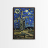 Haunted Railway Station with Pumpkins Framed Canvas Print, Wall Art, Spooky Home Decor, Halloween Train Station Art, Eerie Painting
