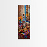 Tuscan Kitchen Wall Art Print Framed on Canvas, Tall Narrow Mediterranean Art, Housewarming Gift, Textured Oil Painting , Modern Art Print